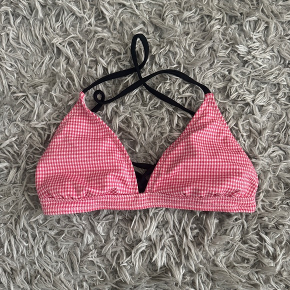 Guess Pink & White Gingham Halter Bikini Top & Bottom Set - Picture 2 of 12